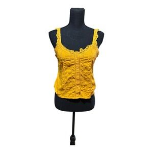 Abercrombie & Fitch Yellow lace cami top with adjustable straps size XS #lacetop